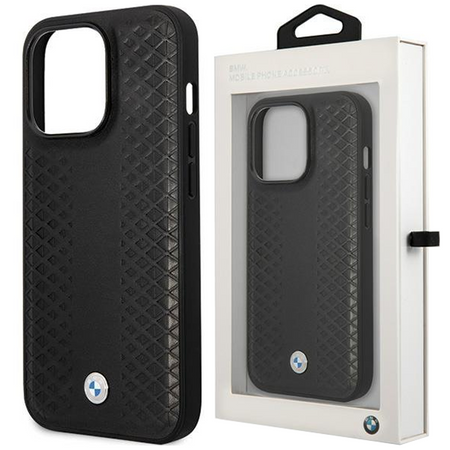 Etui BMW Leather Diamond Pattern na iPhone 15 Pro - czarne