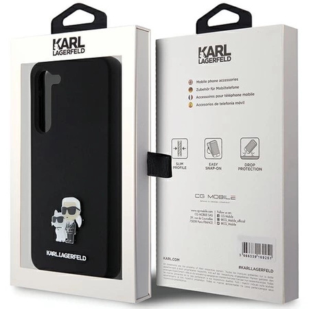 Etui Karl Lagerfeld Silicone Karl&Choupette Metal Pin na Samsung Galaxy S23+ - czarne