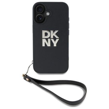 DKNY ETUI HARDCASE DO IPHONE 16 6.1 Z PASKIEM NA RĘKĘ I DESIGNERSKIM LOGO