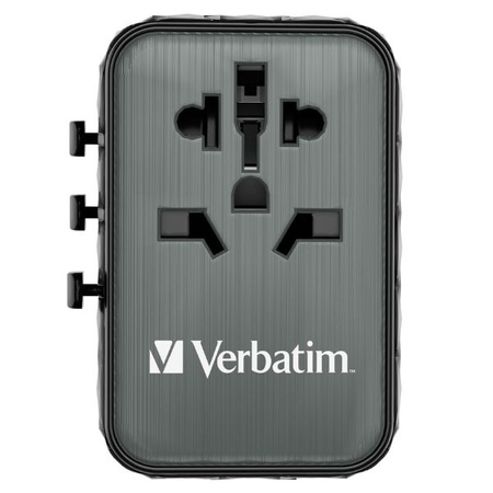 Verbatim Adapter podróżny EU/UK/US GaN2xUSB-A/2xUSB-C PD 65W UTA-05 czarny/black 32120