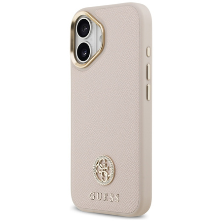 Etui Guess Grained Strass Logo MagSafe   do iPhone 17 różowy