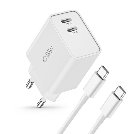 TECH-PROTECT ŁADOWARKA 2-PORTOWA PD 35W DO IPHONE 11 12 13 SZYBKA ŁADOWARKA