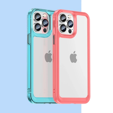 HURTEL SZTYWNY ETUI POKROWIEC DO IPHONE 12 PRO MAX Z ŻELOWĄ RAMKĄ NIEBIESKI