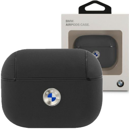 BMW BMAPSSLBK AirPods Pro cover czarny/black Geniune Leather Silver Logo