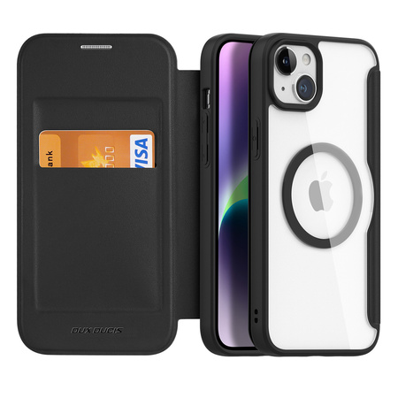 Etui magnetyczne z klapką Dux Ducis Skin X Pro z MagSafe do iPhone 15 - czarne