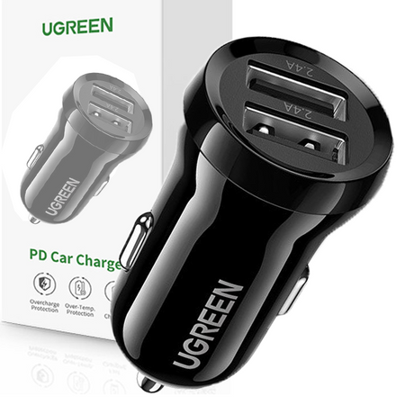 Ugreen ładowarka samochodowa 2x USB 24W 4,8 A (2x 2,4 A) czarny (50875)