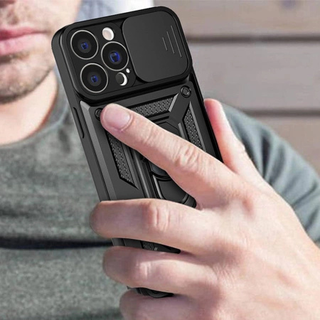 HURTEL HYBRID ARMOR CAMSHIELD ETUI DO IPHONE 14 PRO MAX Z OCHRANĄ NA APARAT