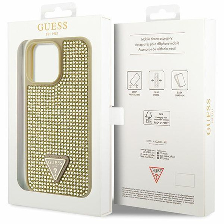 Etui Guess GUHCP14XHDGTPD na iPhone 14 Pro Max 6.7" - złote Rhinestone Triangle