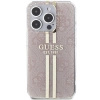 Etui Guess IML 4G Gold Stripe na iPhone 15 Pro - różowe