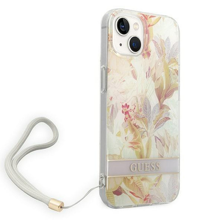 Guess GUOHCP14SHFLSU iPhone 14 6,1" fioletowy/purple hardcase Flower Strap