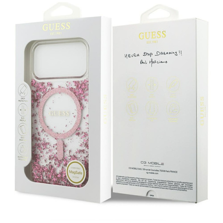 Etui Guess Resin Bottom Glitter MagSafe  do iPhone 17 Pro Max różowy