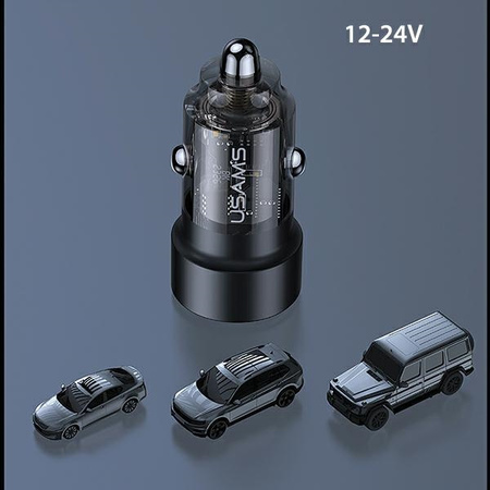 USAMS ŁADOWARKA SAMOCHODOWA C39 60W DO TELEFONÓW USB USB-C SZYBKA ŁADOWARKA