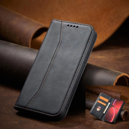 Magnet Fancy Case etui iPhone 14 pokrowiec z klapką portfel podstawka czarne