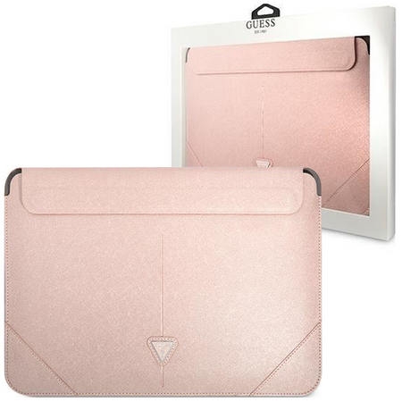Guess Sleeve GUCS16PSATLP 16" różowy /pink Saffiano Triangle Logo