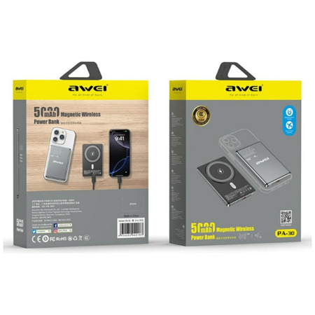 AWEI POWERBANK PA-30 5000MAH DO MAGSAFE INDUKCYJNE ŁADOWANIE IPHONE 12 13