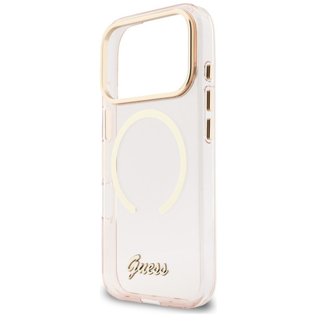 Etui Guess IML Script Metal MagSafe do   iPhone 17 Pro Max różowy
