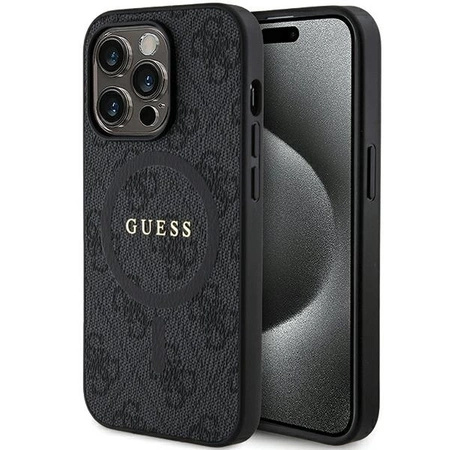 Etui Guess 4G Collection Leather Metal Logo MagSafe na iPhone 14 Pro Max - czarne