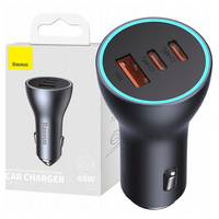 BASEUS ŁADOWARKA SAMOCHODOWA GOLDEN CONTACTOR PRO 65W 2X USB-C 1X USB