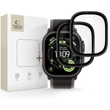SZKŁO HARTOWANE TECH-PROTECT GLASS RING 2-PACK APPLE WATCH ULTRA 1 / 2 / 3 (49 MM) BLACK