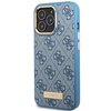 Etui Guess GUHMP14LU4GPRB na iPhone 14 Pro - niebieskie 4G Logo Plate MagSafe