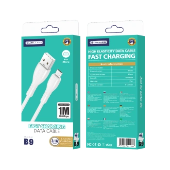 JELLICO kabel B9 Micro USB 3.1A 1M Biały