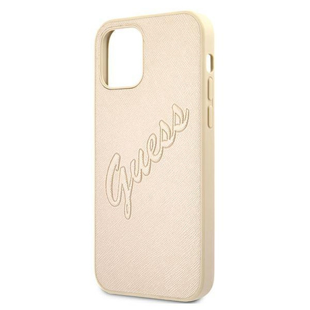 Guess GUHCP12LRSAVSLG iPhone 12 Pro Max 6,7" złoty/gold hardcase Saffiano Vintage Script