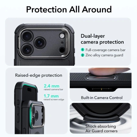 ESR ETUI CYBER KICKSTAND MAGSAFE DO IPHONE 17 PRO STAND I WZMOCNIONA