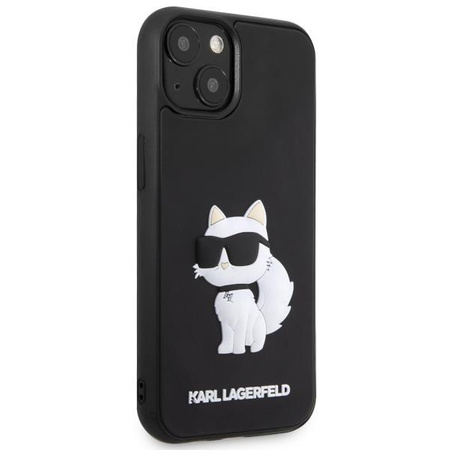 Etui Karl Lagerfeld KLHCP14M3DRKHNK na iPhone 14 Plus 6.7" - czarne Rubber Choupette 3D