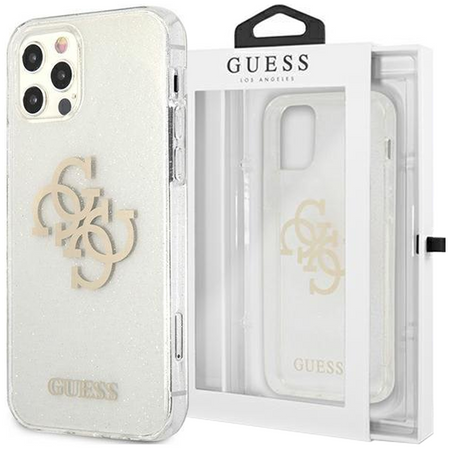 Guess GUHCP12LPCUGL4GTR iPhone 12 Pro Max 6,7" transparent hard case Glitter 4G Big Logo