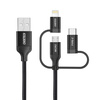 Choetech 3w1 kabel USB MFI Lightning / USB Typ C / micro USB (ładowanie 3A / przesyłanie danych 480 Mbps) 1,2 m czarny (IP0030-BK)