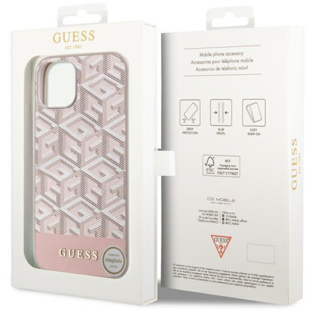 Etui Guess GUHMP14SHGCFSEP na iPhone 14 - różowe GCube Stripes MagSafe