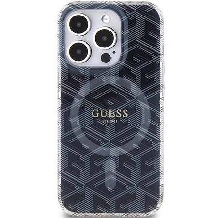 Etui Guess IML GCube MagSafe na iPhone 15 Pro - czarne