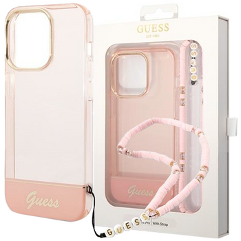 Guess GUHCP14XHGCOHP iPhone 14 Pro Max 6,7" różowy/pink hardcase Translucent Pearl Strap