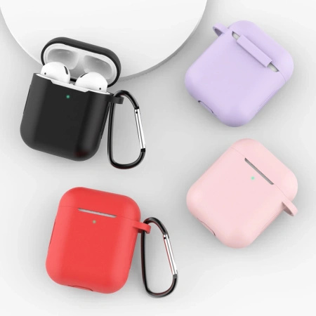 HURTEL ETUI SILIKONOWE DO AIRPODS 2 1 Z BRELOKIEM KARABIŃCZYK POKROWIEC