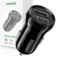 Ugreen ładowarka samochodowa 2x USB 24W 4,8 A (2x 2,4 A) czarny (50875)