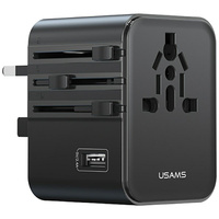 USAMS ŁADOWARKA SIECIOWA TRAVEL ADAPTER 17W DO US/AU/EU/UK Z USB-C USB-A