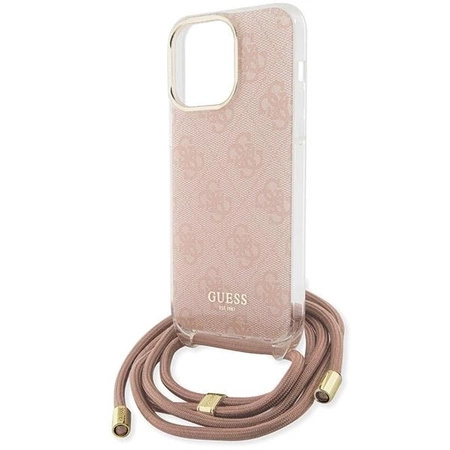 Etui Guess Crossbody Cord 4G Print na iPhone 15 Pro - różowe