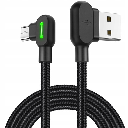 MCDODO KABEL KĄTOWY 90° MICRO USB SZYBKIE ŁADOWANIE DWUSTRONNY QC 3 LED 2M
