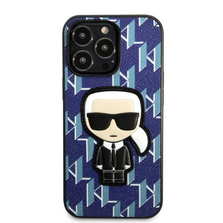 Etui Karl Lagerfeld KLHCP13LPMNIKBL na iPhone 13 Pro / 13 hardcase - niebieskie Monogram Ikonik Patch