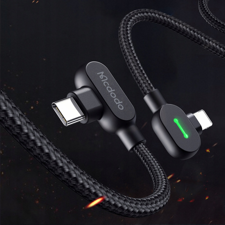 MCDODO ANGLE CABLE 90° USB-C LIGHTNING TWO-WAY FOR IPHONE 13 14 LED 2M