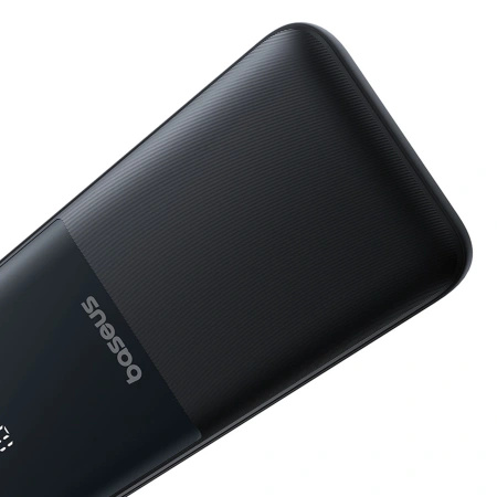 Powerbank Baseus Lipow 10000mAh 22.5W z podwójnym wbudowanym kablem z wyświetlaczem (z dodatkowym czarnym kablem Baseus Simple USB-A - USB-C 3A 0,2m) - czarny