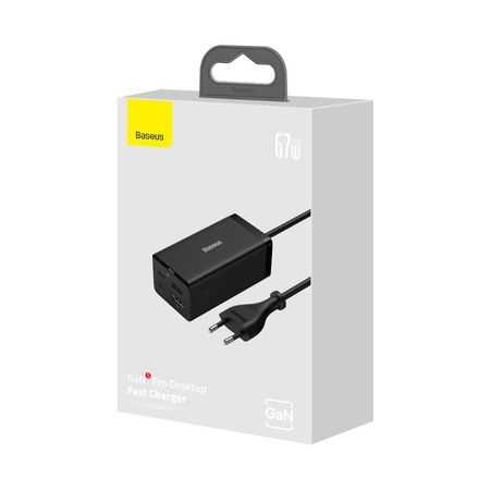 Baseus szybka ładowarka sieciowa GaN5 Pro HUB HDMI 2 x USB-C / USB-A / HDMI 4K 30Hz 1,5m czarna + kabel USB-C - USB-C 100W 40Gb/s (USB4) 1m (CCGP110201)