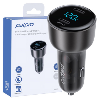 PALPRO SZYBKA ŁADOWARKA SAMOCHODOWA DO TELEFONU LAPTOPA 2X USB-C 12V 60W