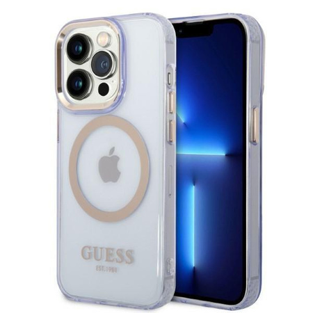 Etui Guess GUHMP14LHTCMU na iPhone 14 Pro purpurowy/purple Gold Outline Translucent MagSafe