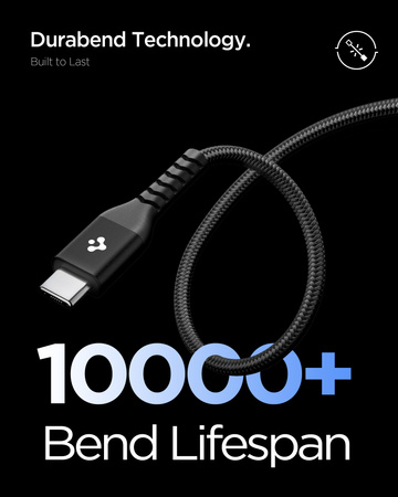 Spigen Essential USB C to USB C 100W Fabric Cable, black EB10010CCA
