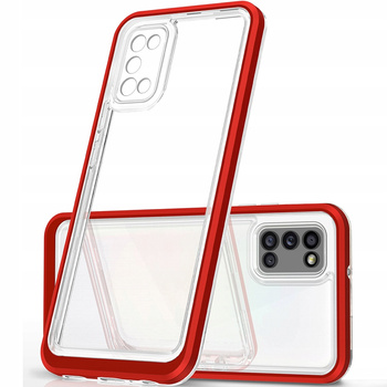 Clear 3in1 etui do Samsung Galaxy A03s (166) żelowy pokrowiec z ramką czerwony