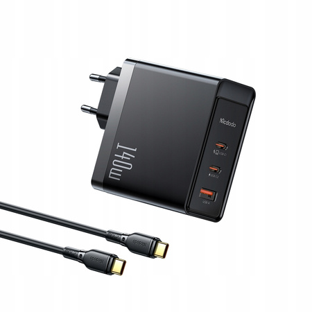 Ładowarka USB-C, GaN, 140W + kabel USB-C 240W, 2M , McDodo