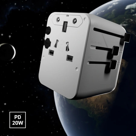 Adapter podróżny SBS 2xUSB-C 1xUSB-A uniwersalny - biały