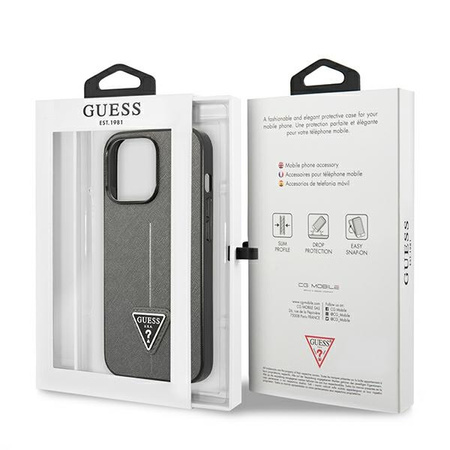 GUESS ETUI DO IPHONE 13 PRO MAX 6,7 Z TWARDEJ SKÓRY SAFIANO TRIANGLE LOGO