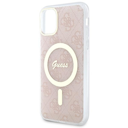 Etui Guess GUHMN61H4STP na iPhone 11 - różowe 4G MagSafe